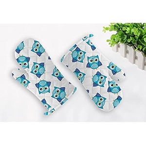 oven glove pack of 2 - blue owl
