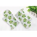 Oven Heat Resistant Green Owl Printed Gloves Pack of 2