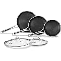 OATOFP Non Stick Frying Pans Set with Lids, Hybrid Skillet Set Nonstick (8+10+12inch), Pans for cooking, PFOA Free Stainless Steel Kitchen set, Dishwasher and Oven-Safe Cookware Sets, Quiche Pans