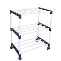 OBBO-foldable,Adjustable 3-Tier Shoe Rack - Durable Plastic & Metal Stand for Shoes, Bags, Toys & More - Easy Assembly, Space-Saving Design for Home Organization
