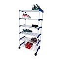 OBBO -foldable, Adjustable 6-Tier Shoe Rack - Durable Plastic & Metal Stand for Shoes, Bags, Toys & More - Easy Assembly, Space-Saving Design for Home Organization
