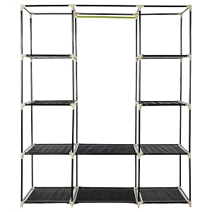 obbo plastic 3-door foldable wardrobe 10 rack storage cabinet for clothes shoes amp accessories durable amp space-saving closet organizer 162 cm x 44 cm x 138 cm-grey
