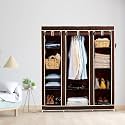 OBBO Plastic 3-Door Foldable Wardrobe 10 Rack Storage Cabinet for Clothes, Shoes &amp; Accessories, Durable &amp; Space-Saving Closet Organizer 162 cm x 44 cm x 138 cm-Brown