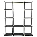 OBBO Plastic 3-Door Foldable Wardrobe 10 Rack Storage Cabinet for Clothes, Shoes &amp; Accessories, Durable &amp; Space-Saving Closet Organizer 162 cm x 44 cm x 138 cm-Grey