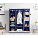 OBBO Plastic 3-Door Foldable Wardrobe – 10 Rack Storage Cabinet for Clothes, Shoes &amp; Accessories | Space-Saving Closet Organizer for Bedroom &amp; Home | Durable &amp; Portable | 162 x 44 x 138 cm – Blue