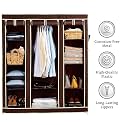 OBBO Portable 3-Door Foldable Wardrobe Closet – Fabric, Plastic &amp; Iron Storage Organizer with Shelves &amp; Hanging Rod | 10-Rack Lightweight Closet for Clothes, Shoes &amp; Accessories