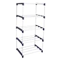 OBBO Trendy Adjustable 5-Tier Shoe Rack - Durable Plastic & Metal Stand for Shoes, Bags, Toys & More - Easy Assembly, Space-Saving Design for Home Organization