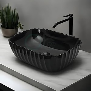 ceramic wash basin  tabletop stone washbasin for bathroom  countertop vessel sink  kitchen hand basin  vanity sink  18x13x6 inches sp-2