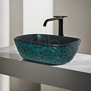 ceramic wash basin  tabletop stone washbasin for bathroom  countertop vessel sink  kitchen hand basin  vanity sink  18x13x6 inches sp-2