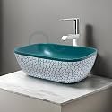 Ceramic Wash Basin | Tabletop Stone Washbasin for Bathroom | Countertop Vessel Sink | Kitchen Hand Basin | Vanity Sink | 18x13x6 Inches (SP-2)