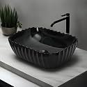 Ceramic Wash Basin | Tabletop Stone Washbasin for Bathroom | Countertop Vessel Sink | Kitchen Hand Basin | Vanity Sink | 18x13x6 Inches (SP-2)
