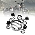 OBEROI'S TRADERS Premium CNC Metal Front Rear Headlight Grill/Jali Cover Set with Tail Lamp, Indicator, Pivot Eyes Cup Compatible Only for Royal Enfield Classic Reborn 350 (Set of 12) (Plain)