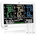 OBET Weather Station Wireless Indoor Outdoor Thermometer Wireless, Color Display Digital Temperature and Humidity Monitor with 3 Sensors, Alerts, Adjustable Backlight, USB Port (500 Feet) White