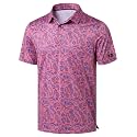 Obla Men's Golf Polo Shirts Print Short Sleeve Dry Fit Collared Shirt