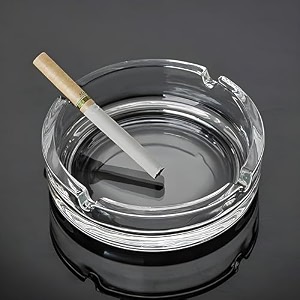 oblivion glass classic crystal quality cigar cigarette ashtray round tabletop for home office indoor outdoor home dcor
