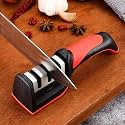 Oblivion Manual Knife Sharpener | 3 Stage Sharpening Tool for Ceramic Knife and Steel Knives | Advanced Kitchen Chef's Knife Sharpener | Knife & Scissors Sharpener Rod | Pack of 1 (Red & Black)