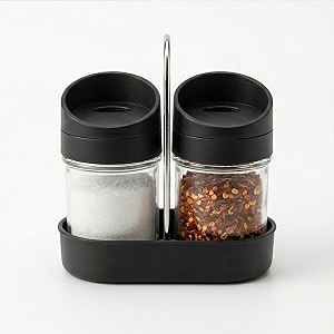 oblivion spice box  oregano amp chilli flakes dispenser set  unbreakable plastic spices shaker with stainless steel lid  bpa-free amp reusable easy pour seasoning jars for dining table model 3