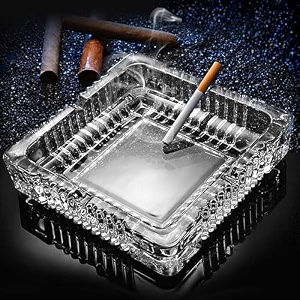 oblivion square glass ashtray - modern elegant design misti crystal cigar amp cigarette ashtray best decorative tabletop for indoor outdoor home office
