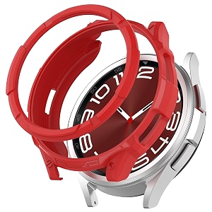 oboe silicone bumper case with bezel 43mm cover compatible with samsung galaxy watch 6 classic 43mm watch red watch not included