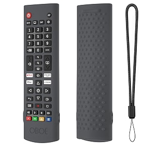 oboe silicone tv remote cover compatible with lg smart led tv remote lg akb750 protective case with lanyard d-dark grey remote not included