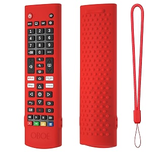 oboe silicone tv remote cover compatible with lg smart led tv remote lg akb750 protective case with lanyard d-red remote not included