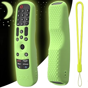 oboe silicone tv remote cover compatible with lg tv remote lg an-mr21ga 2021 lg mr22ga 2022 lg mr23ga 2023 lg magic remote case with loop c-fluorescent green remote not included