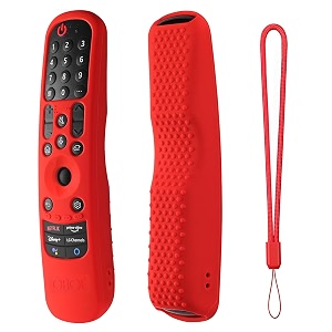 oboe silicone tv remote cover compatible with lg an-mr21ga 2021 mr22ga 2022 mr23ga 2023 magic remote case with loop c-red remote not included