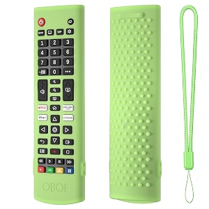 oboe silicone tv remote cover compatible with lg smart led tv remote lg akb750 protective case with lanyard d-glow in dark green remote not included