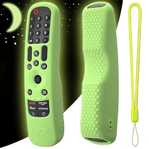 oboe silicone tv remote cover compatible with lg tv remote lg an-mr21ga 2021 lg mr22ga 2022 lg mr23ga 2023 lg magic remote protective case with loop b-fluorescent green remote not included