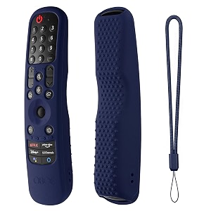 oboe silicone tv remote cover compatible with lg an-mr21ga 2021 mr22ga 2022 mr23ga 2023 magic remote case with loop c-dark blue remote not included