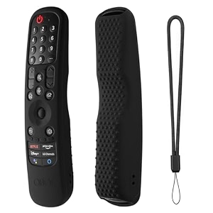oboe silicone tv remote cover compatible with lg tv remote an-mr21ga 2021 mr22ga 2022 mr23ga 2023 magic remote case with loop b-black remote not included