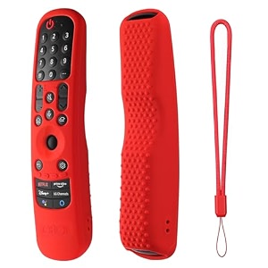 oboe silicone tv remote cover compatible with lg an-mr21ga 2021 mr22ga 2022 mr23ga 2023 magic remote case with loop b-red remote not included