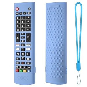 oboe silicone tv remote cover compatible with lg smart led tv remote lg akb750 protective case with lanyard d-glow in dark blue remote not included