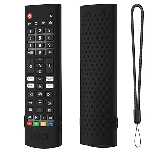 oboe silicone tv remote cover compatible with lg smart led tv remote lg akb750 protective case with lanyard d-black remote not included