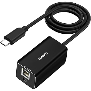 obsbot usb-c to ethernet adapterlower latency10100 mbps data transfer ratedual ethernet amp usb-c interfacesupport power over ethernet poecharge while stay connect tail airmacbookpc