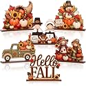 OBUSATT 6 Pcs Fall Table Decor Thanksgiving Pumpkin Tabletop Centerpiece
