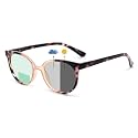 OCCI CHIARI Photochromic Bifocal Reading Glasses Womens Round Blue Light Blocking Readers 1.0 1.5 2.0 2.5 3.0 3.5 4.0 (Brown +100)