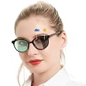 OCCI CHIARI Photochromic Bifocal Reading Glasses Womens Round Blue Light Blocking Readers 1.0 1.5 2.0 2.5 3.0 3.5 4.0 (Black +100)