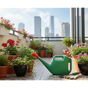 ocean mart watering can - green 5l  garden water can with built-in sprayer