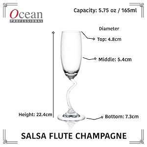 ocean salsa flute champagne 165ml set of 6