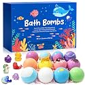 Ocean Theme Bath Bomb Set with Hidden Sea Creature Charms, 12 Colorful Fizzy Bath Bombs for Relaxing Bath Time, Self Care Gifts and Everyday Soaking Experience