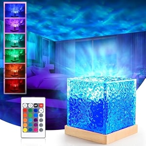 ocean wave projector lamp 3d water wave effect romantic led night light remote control usb rechargeable crystal table lamp for home decoration amp gift multicolor light wave lamp