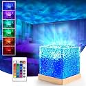 Ocean Wave Projector Lamp 3D Water Wave Effect Romantic LED Night Light Remote Control USB Rechargeable Crystal Table Lamp for Home Decoration &amp; Gift, Multicolor Light (Wave Lamp)