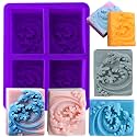 Ocean Wave Soap Molds, Square Sea Waves Silicone Mold 4-Cavity