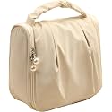 Oceanevo Toiletry Bag for Women, Cosmetic Makeup Bag, Travel Organizer Pouch with Hanging Hook for Toiletries,Cosmetics, Makeup Accessories etc - 21 x 20 x 8 Cm - Beige