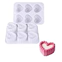 OCPO Kitchen Recessed Heart Silicone Mousse Cake Mold, 6 Cavities