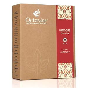 octavius  hibiscus clove lemongrass green tea - 100 gm 50 cups  100 natural ingredients  loose leaf  promote weight loss  improve skin and hair  energizes body amp mind  100 gm box
