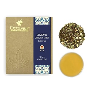octavius lemony ginger mint loose leaf green tea - 100 gms