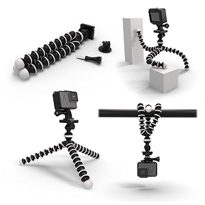 octopus flexible tripod camera  action cam mount stand wquick release plate for gopro hero fusion akaso brave 5 4 apeman eken h9r fitfort crosstour campark davola dragon touch jeemak yi 4k cam