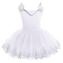 ODASDO Ballet Leotard For Girls Camisole Tutu Skirts Shiny Sequin Flower Embroidery Dance Dress Gymnastics Bodysuit Outfit